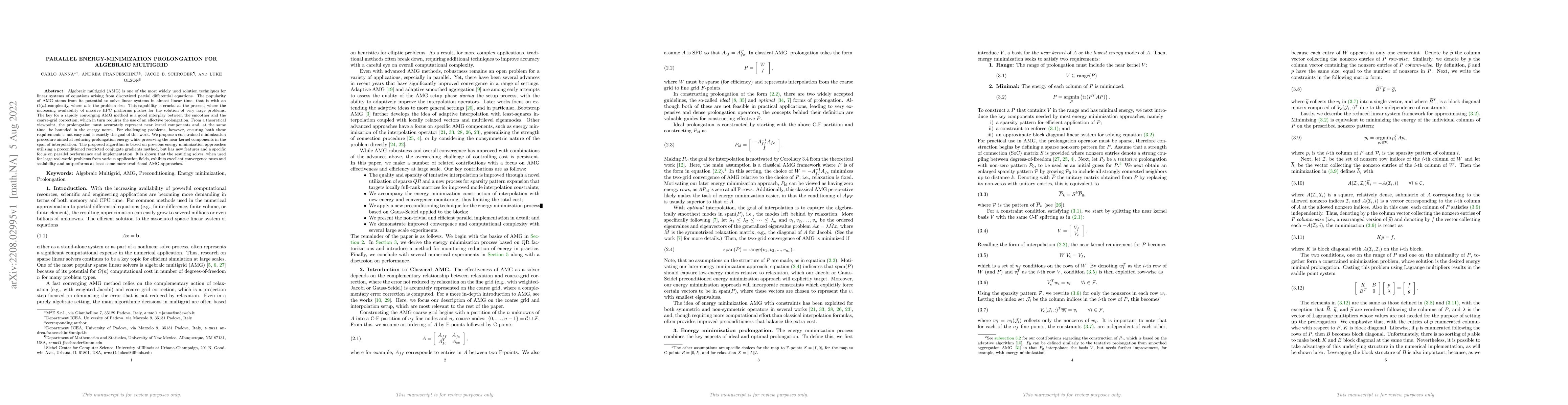 Thumbnail for Parallel Energy-Minimization Prolongation for Algebraic Multigrid