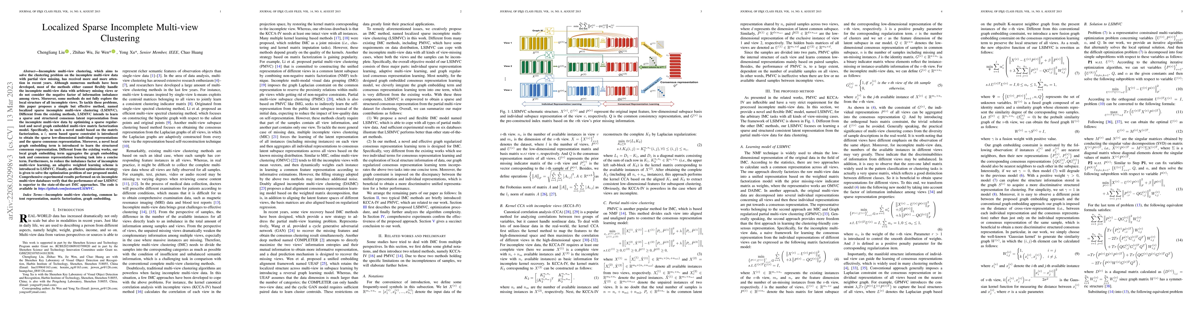 Thumbnail for Localized Sparse Incomplete Multi-view Clustering
