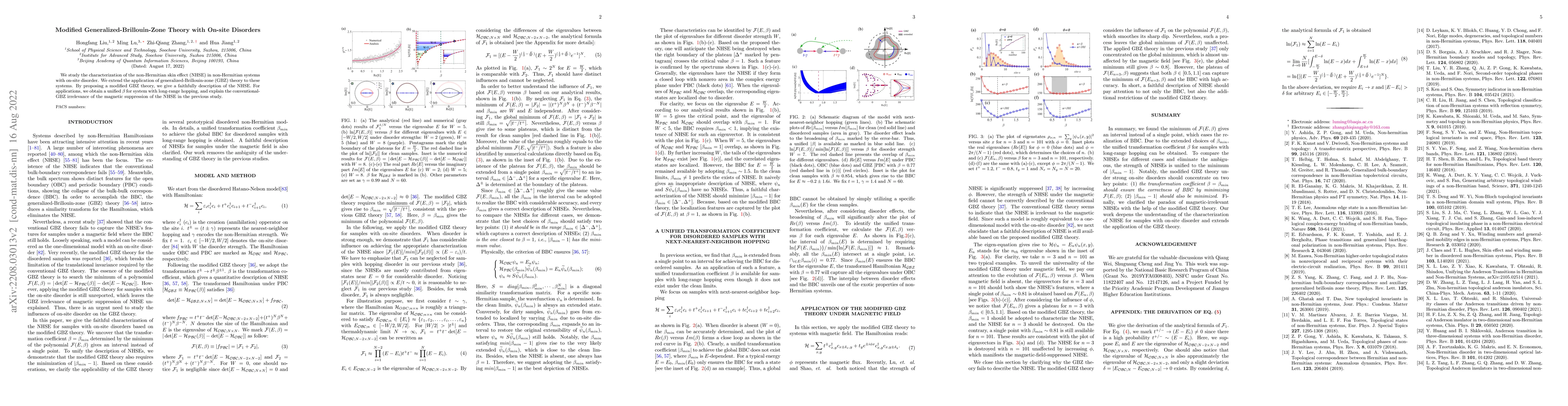 Thumbnail for Modified Generalized-Brillouin-Zone Theory with On-site Disorders
