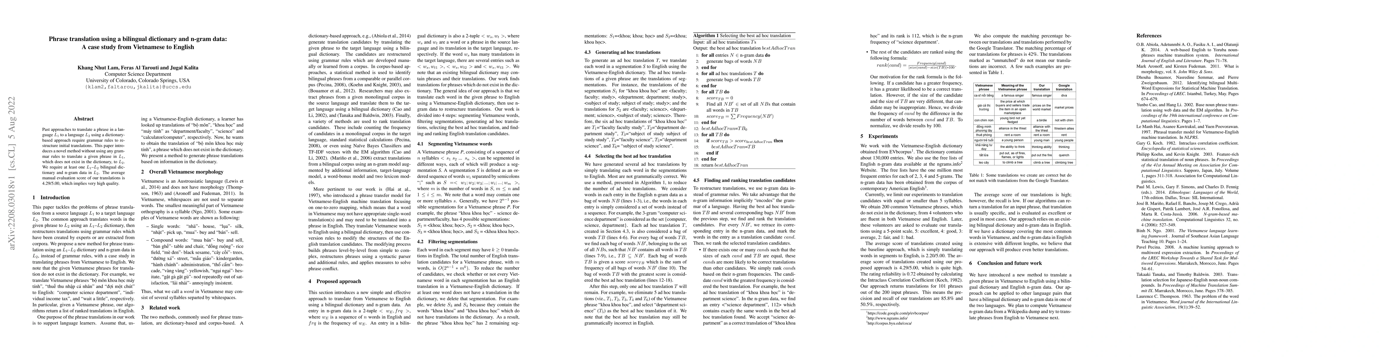Thumbnail for Phrase translation using a bilingual dictionary and n-gram data: A case
  study from Vietnamese to English