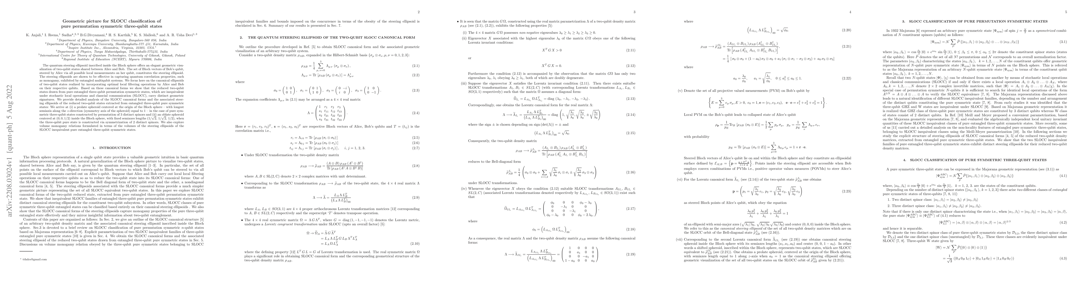 Thumbnail for Geometric picture for SLOCC classification of pure permutation symmetric
  three-qubit states