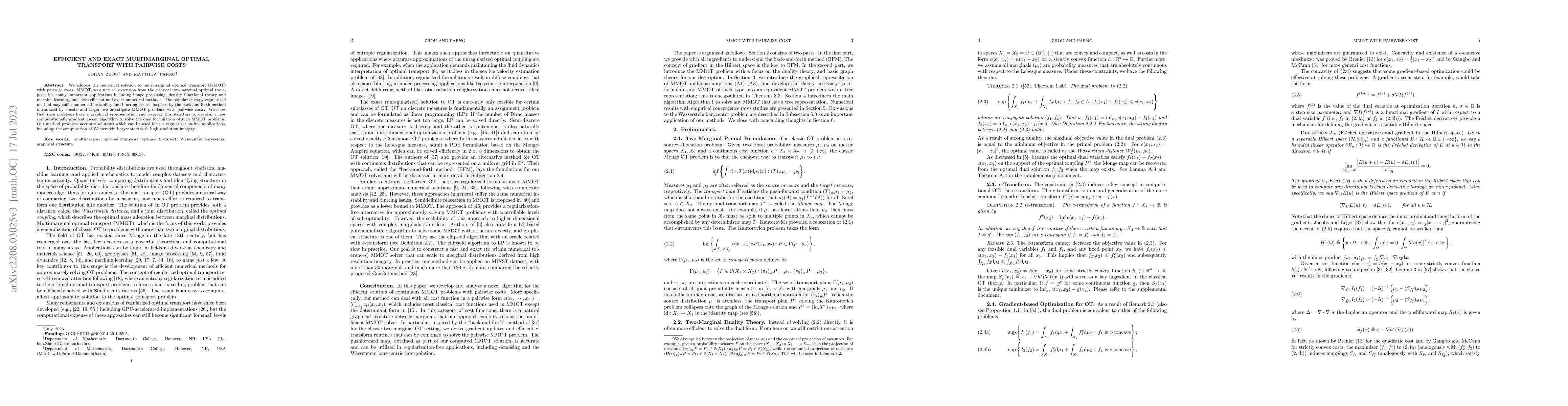 Thumbnail for Efficient and Exact Multimarginal Optimal Transport with Pairwise Costs