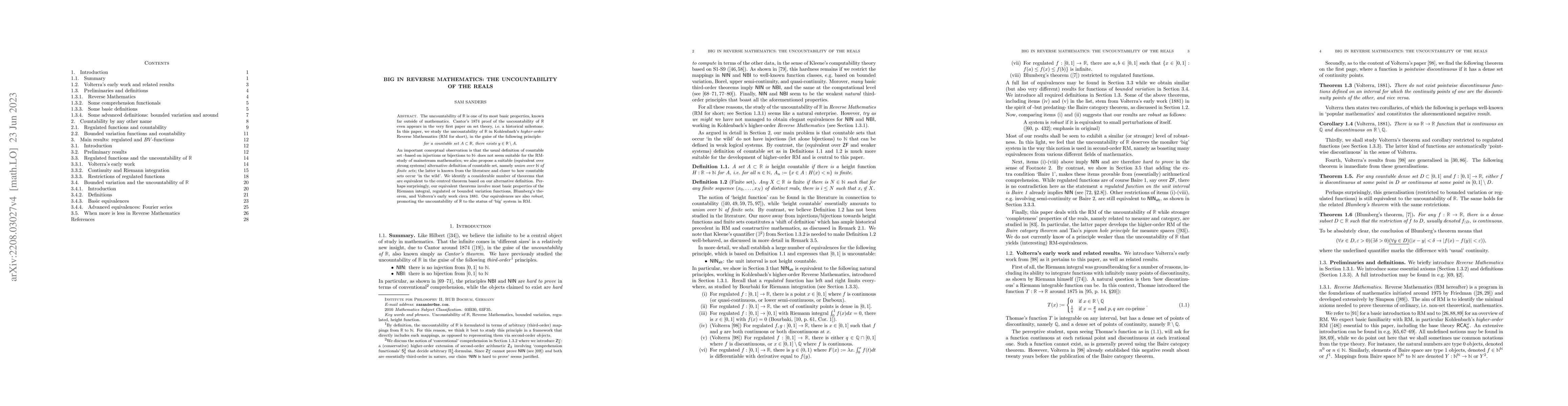 Thumbnail for Big in Reverse Mathematics: the uncountability of the real numbers