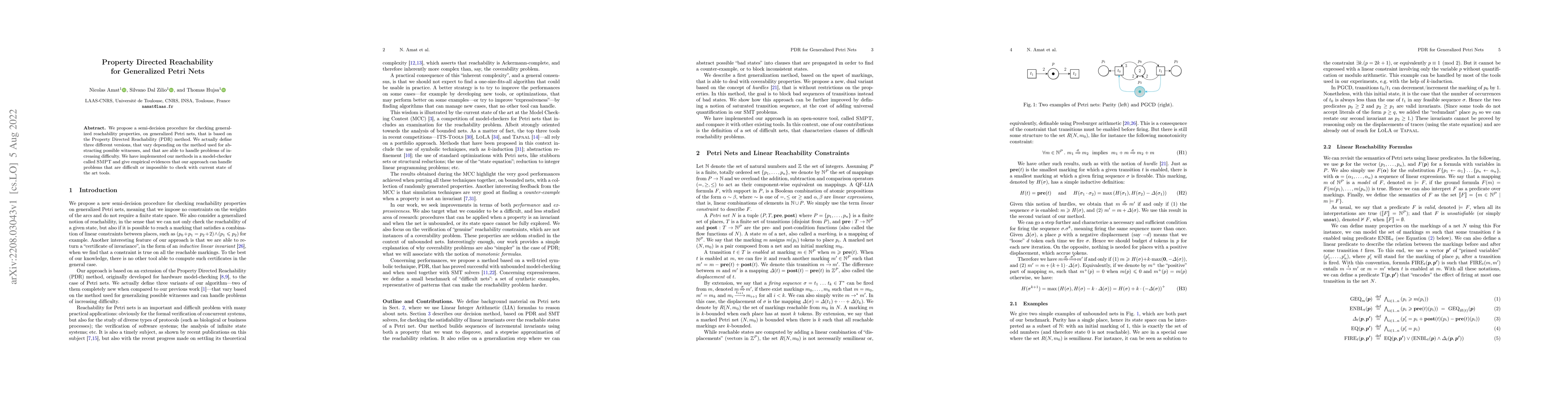 Thumbnail for Property Directed Reachability for Generalized Petri Nets