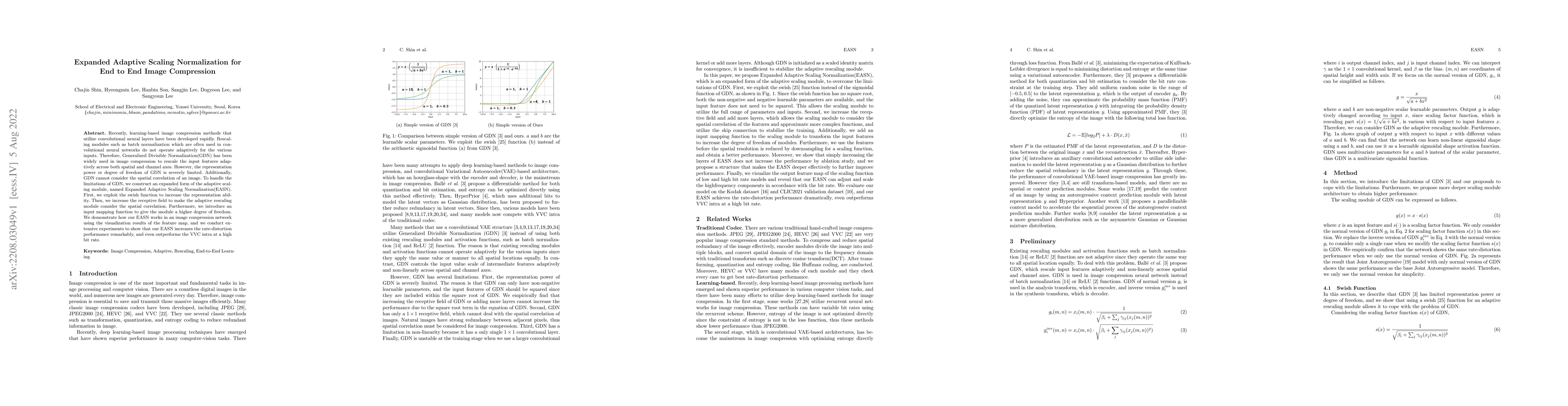 Thumbnail for Expanded Adaptive Scaling Normalization for End to End Image Compression