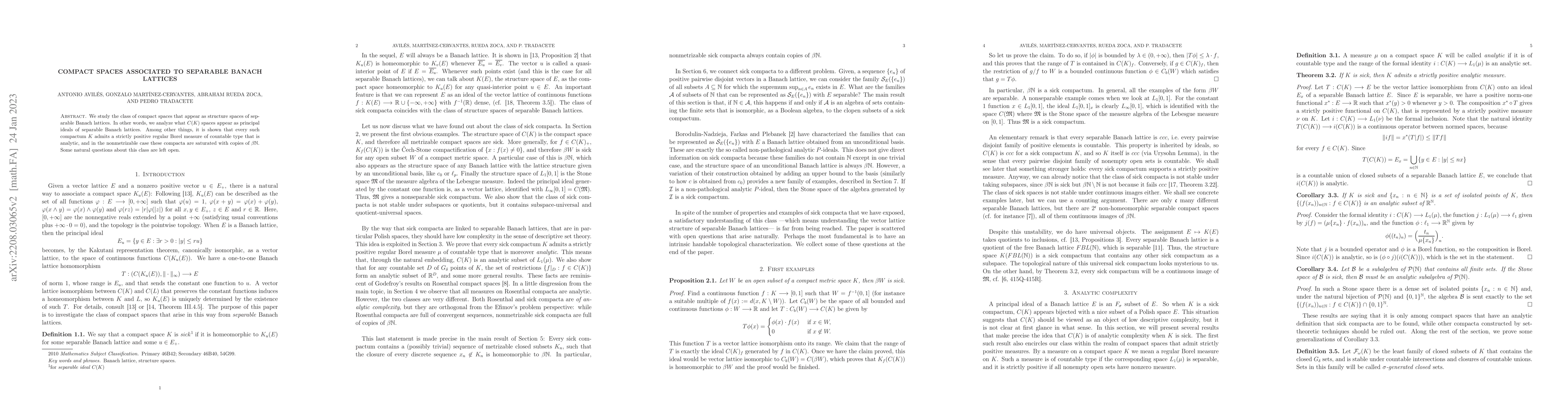 Thumbnail for Compact spaces associated to separable Banach lattices