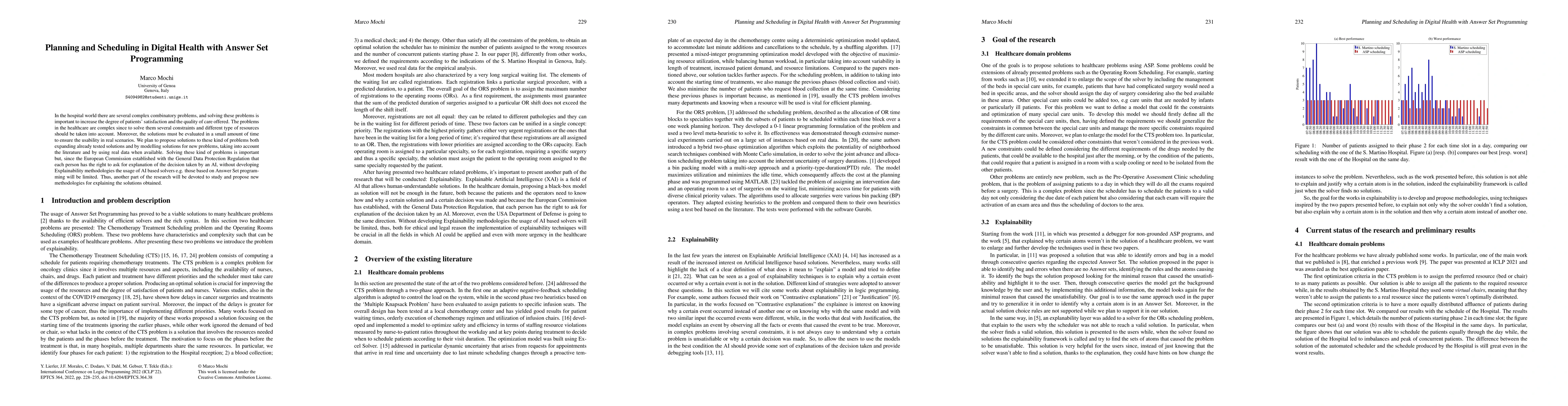 Thumbnail for Planning and Scheduling in Digital Health with Answer Set Programming