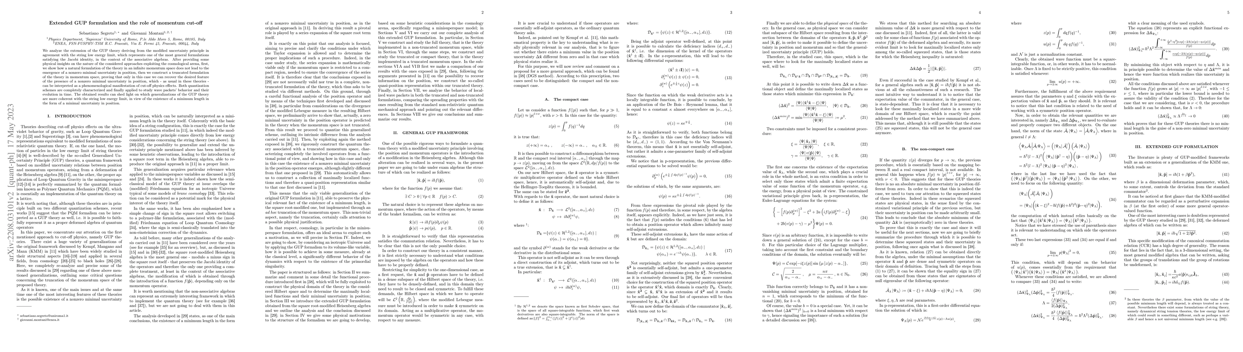 Thumbnail for Extended GUP formulation and the role of momentum cut-off