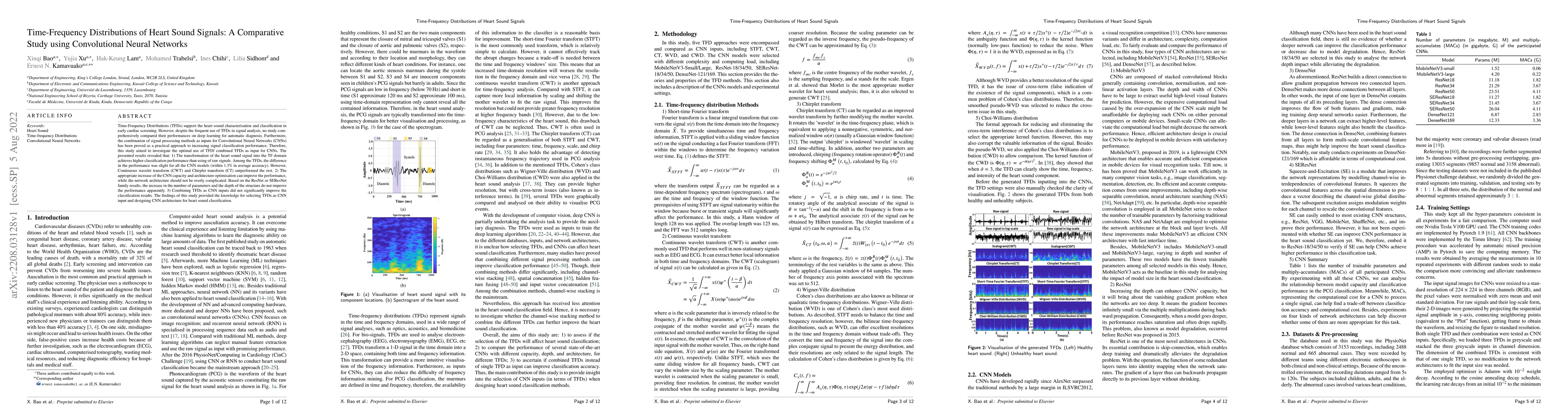 Thumbnail for Time-Frequency Distributions of Heart Sound Signals: A Comparative Study
  using Convolutional Neural Networks