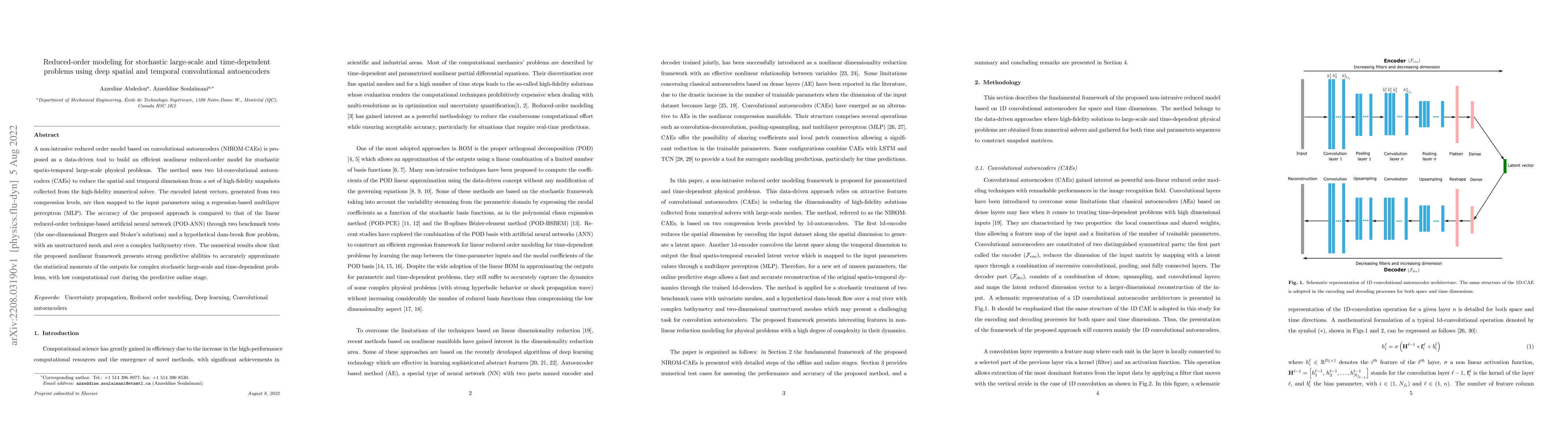 Thumbnail for Reduced-order modeling for stochastic large-scale and time-dependent
  problems using deep spatial and temporal convolutional autoencoders