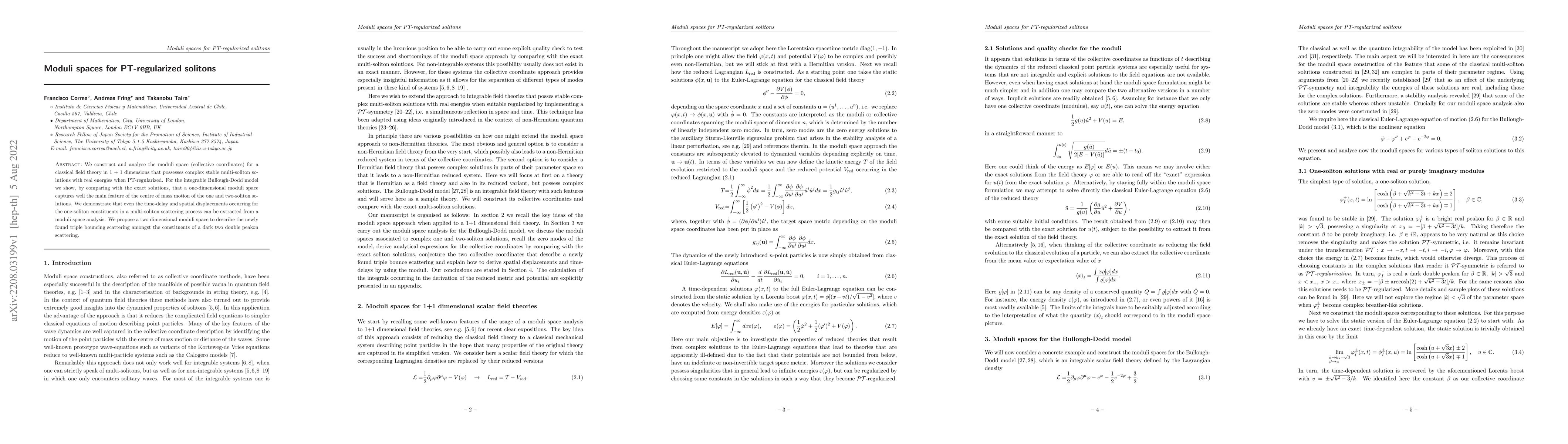 Thumbnail for Moduli spaces for PT-regularized solitons