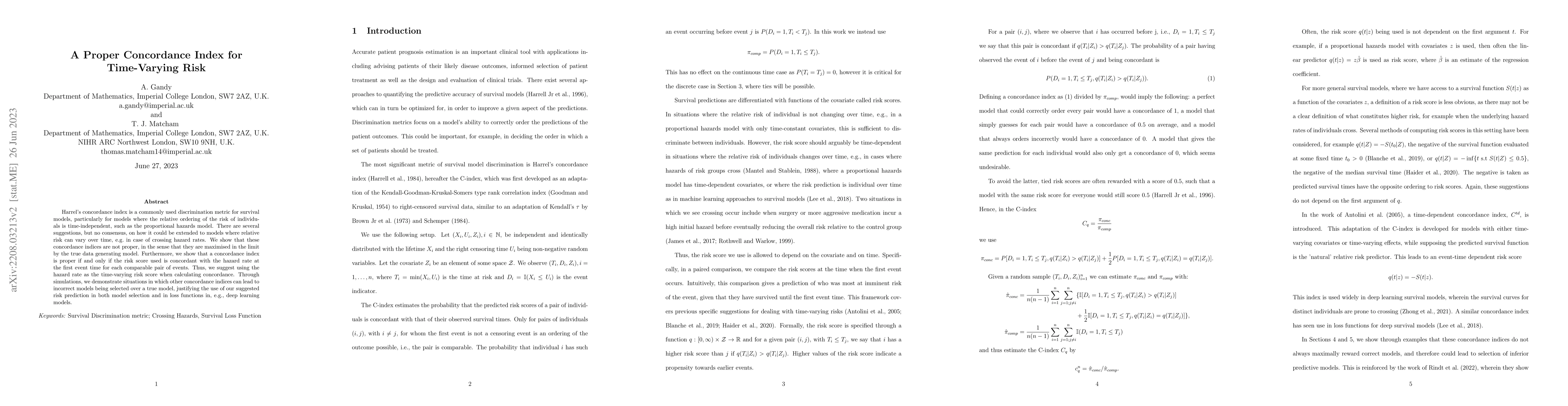 Thumbnail for A Proper Concordance Index for Time-Varying Risk