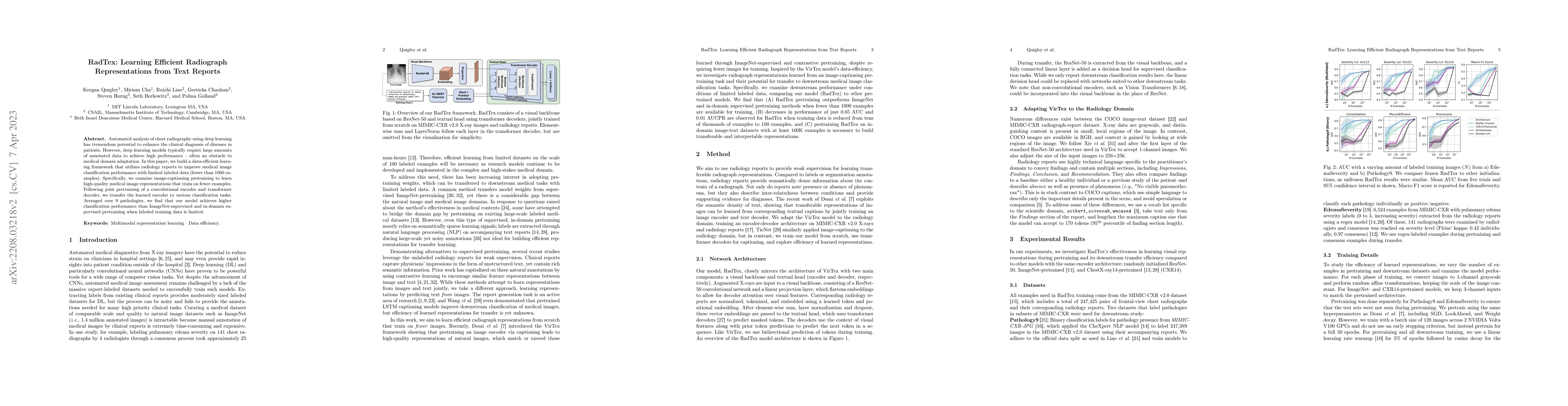Thumbnail for RadTex: Learning Efficient Radiograph Representations from Text Reports