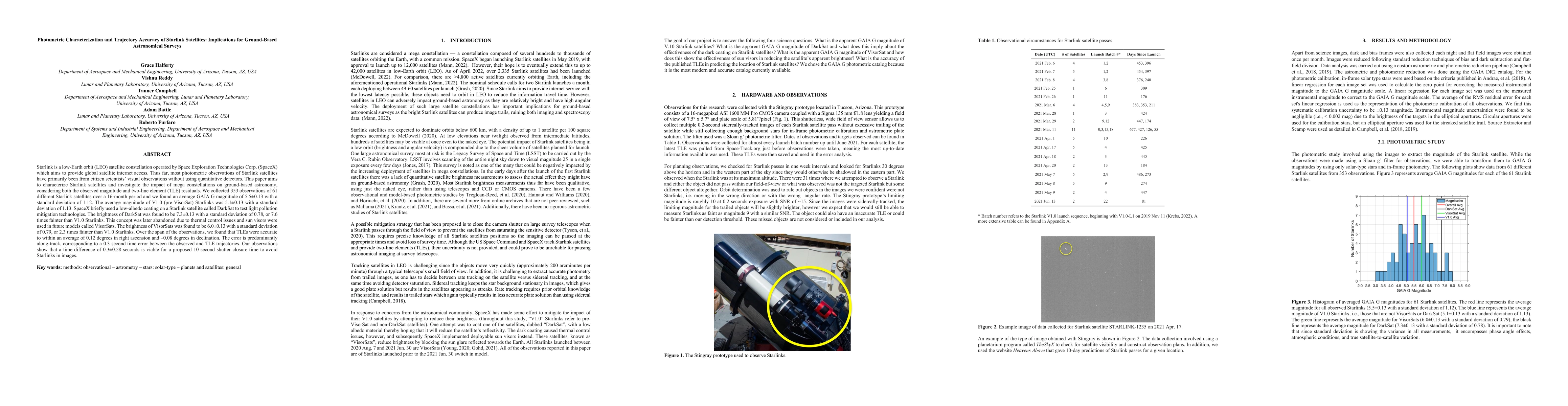 Thumbnail for Photometric Characterization and Trajectory Accuracy of Starlink
  Satellites: Implications for Ground-Based Astronomical Surveys