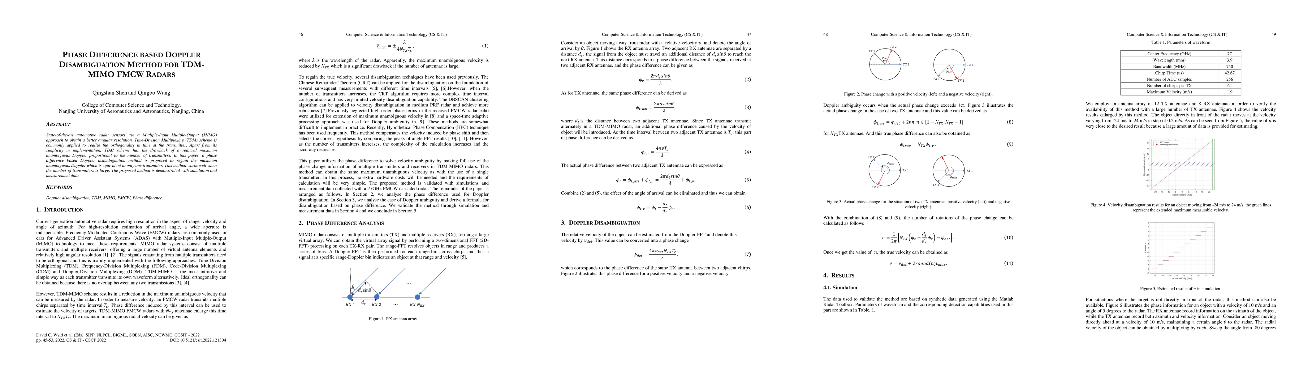 Thumbnail for Phase Difference based Doppler Disambiguation Method for TDM-MIMOFMCW
  Radars