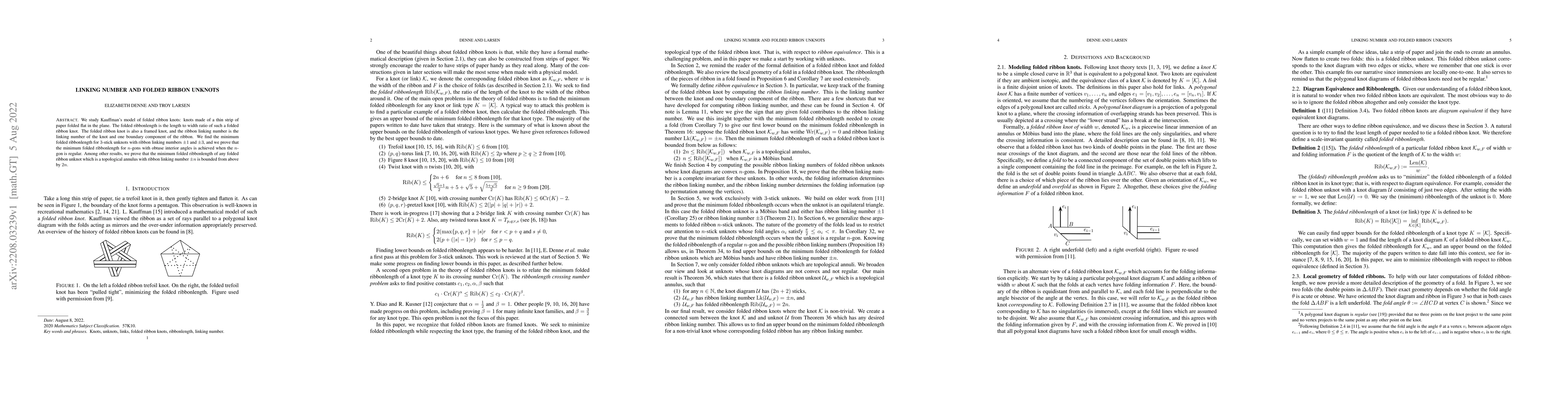 Thumbnail for Linking number and folded ribbon unknots