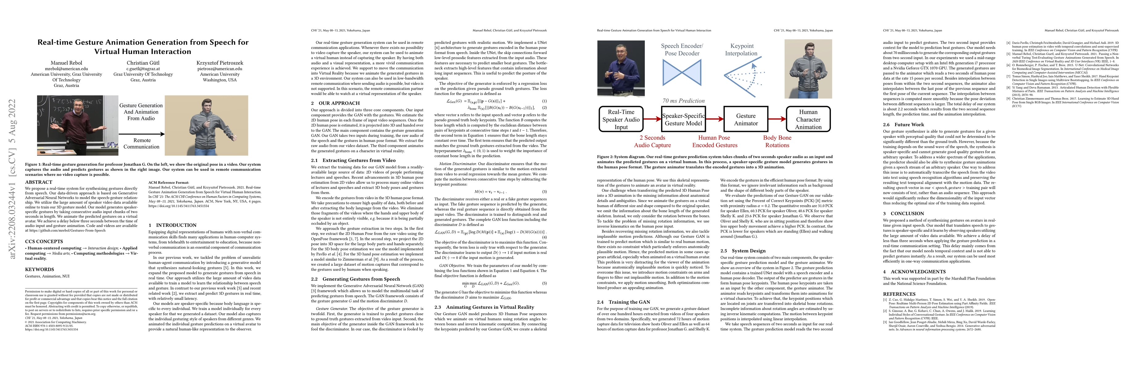 Thumbnail for Real-time Gesture Animation Generation from Speech for Virtual Human
  Interaction