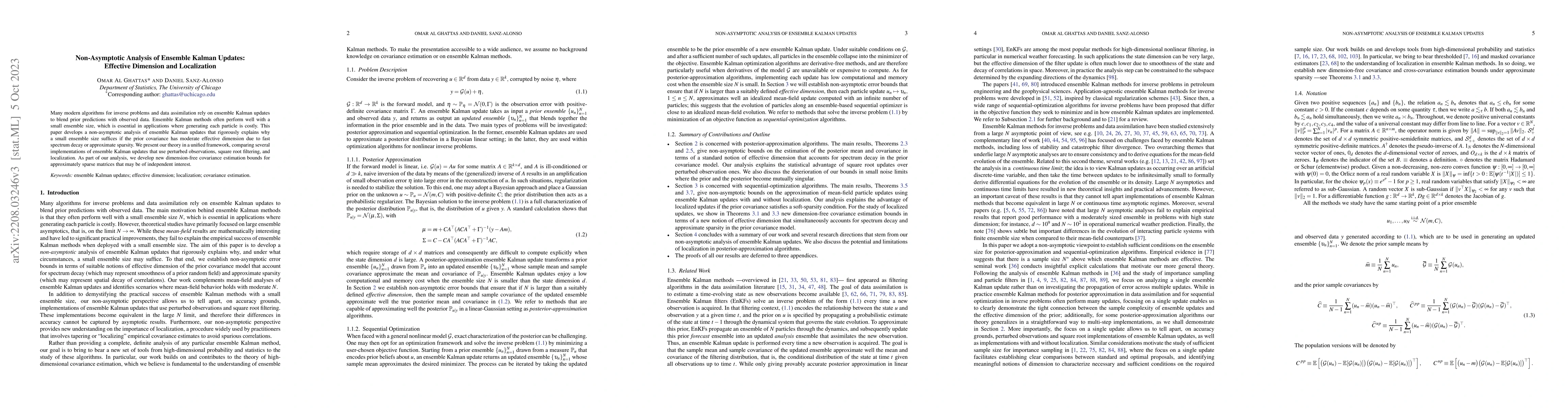 Thumbnail for Non-Asymptotic Analysis of Ensemble Kalman Updates: Effective Dimension
  and Localization