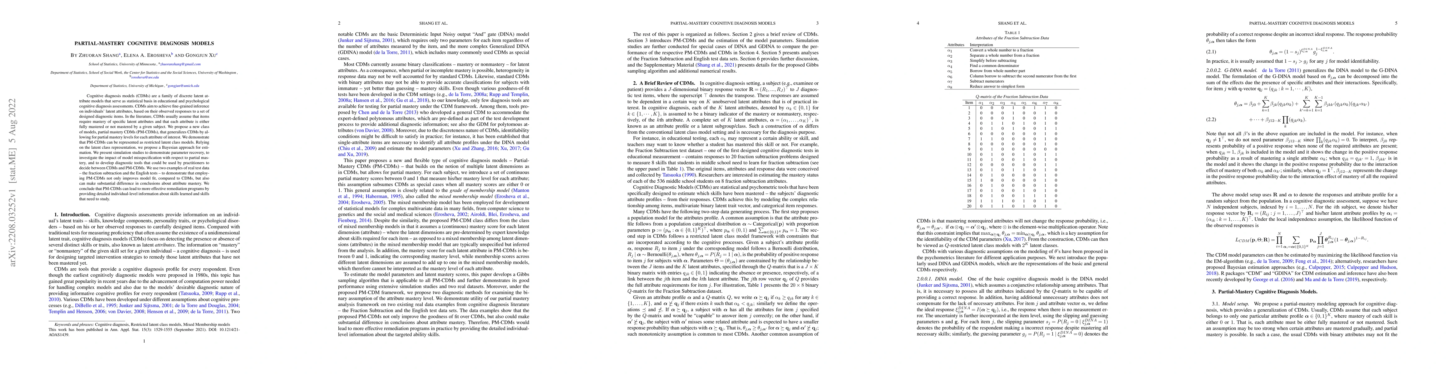 Thumbnail for Partial-Mastery Cognitive Diagnosis Models