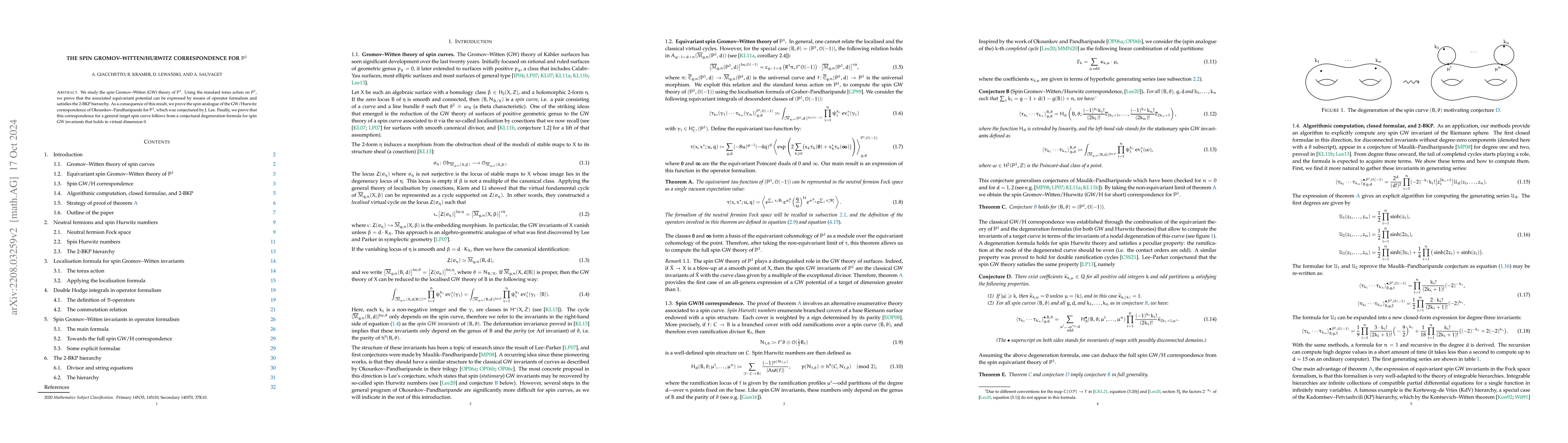 Thumbnail for The Spin Gromov-Witten/Hurwitz correspondence for $\mathbb{P}^1$
