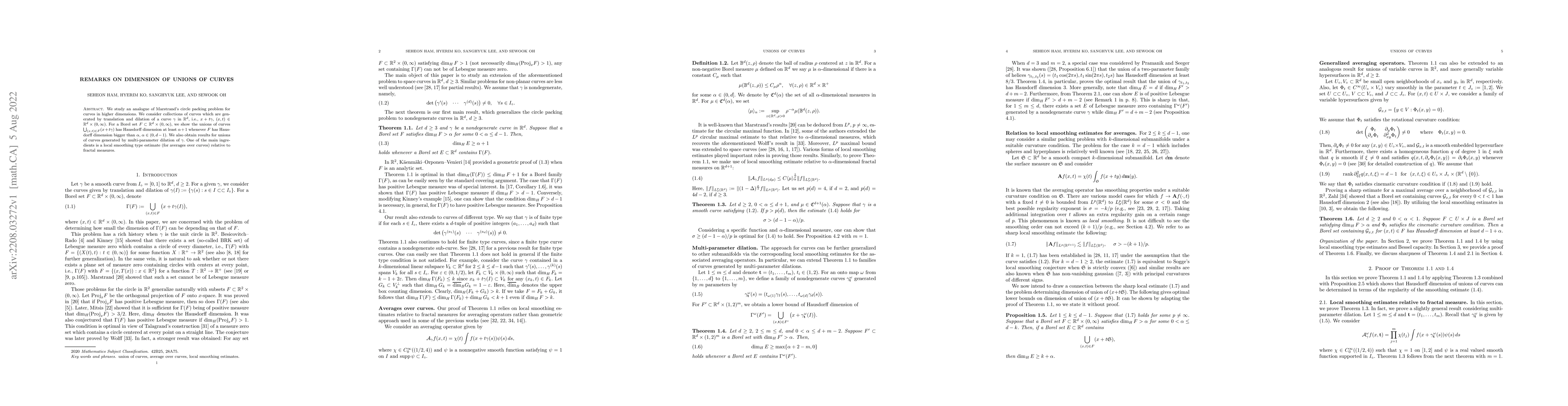 Thumbnail for Remarks on dimension of unions of curves