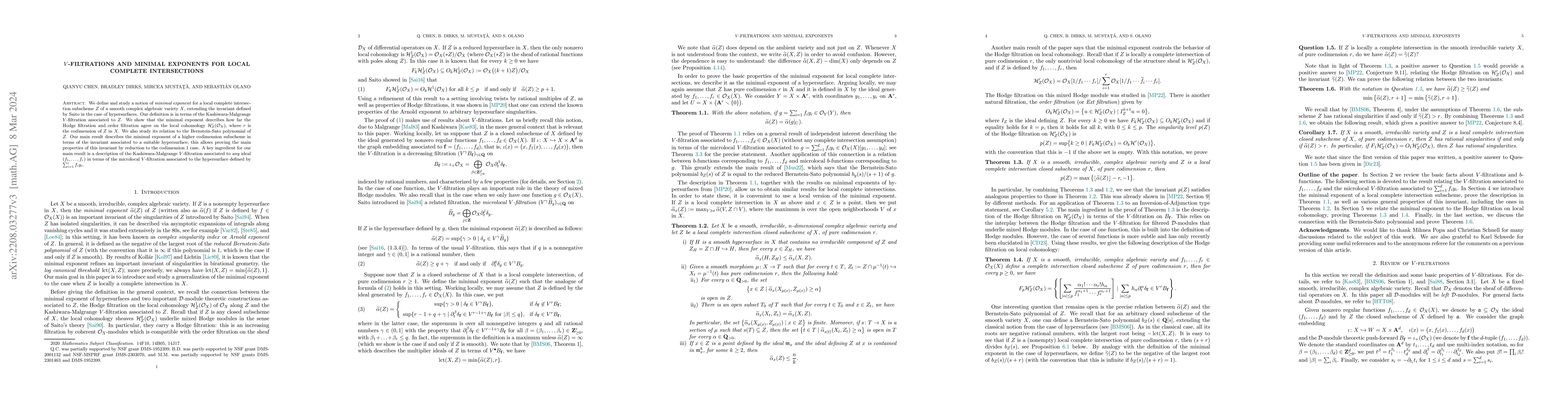 Thumbnail for V-filtrations and minimal exponents for locally complete intersection
  singularities