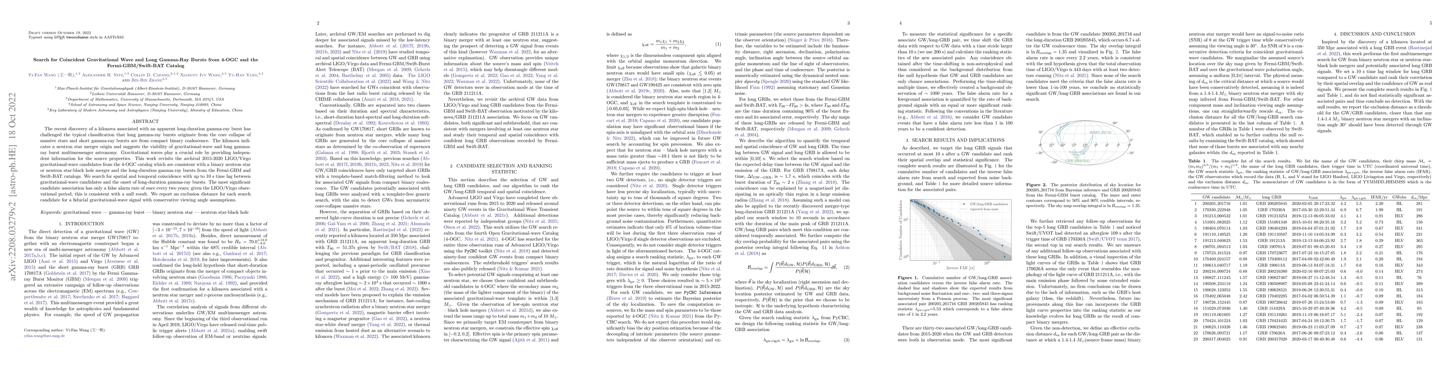 Thumbnail for Search for Coincident Gravitational Wave and Long Gamma-Ray Bursts from
  4-OGC and the Fermi-GBM/Swift-BAT Catalog