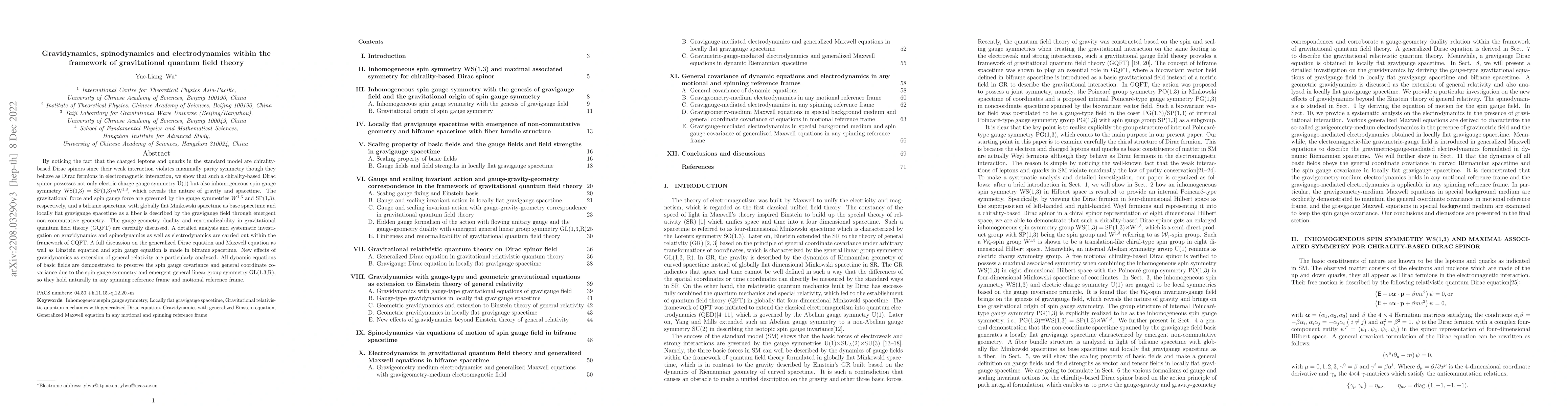 Thumbnail for Gravidynamics, spinodynamics and electrodynamics within the framework of
  gravitational quantum field theory