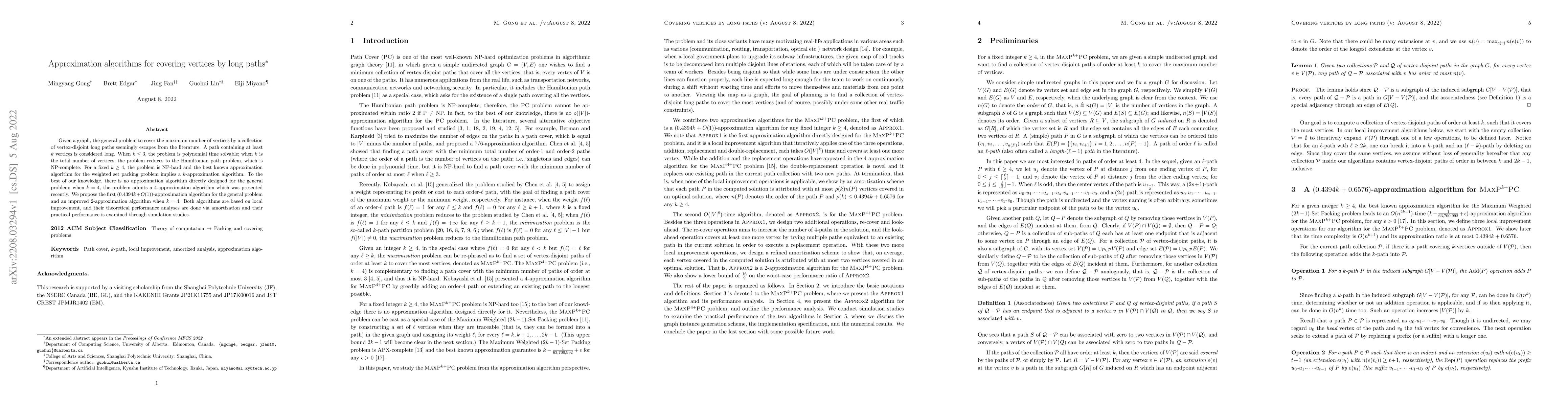 Thumbnail for Approximation algorithms for covering vertices by long paths