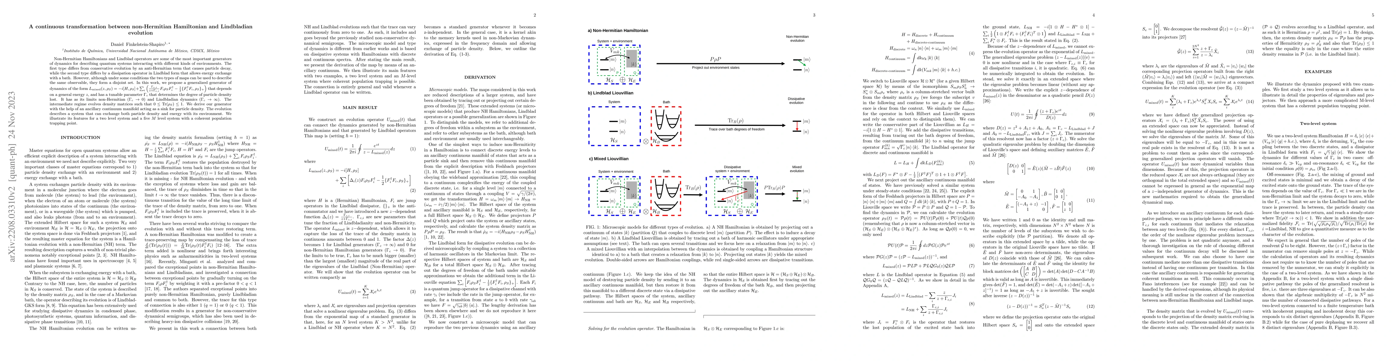 Thumbnail for A continuous transformation between non-Hermitian Hamiltonian and
  Lindbladian evolution