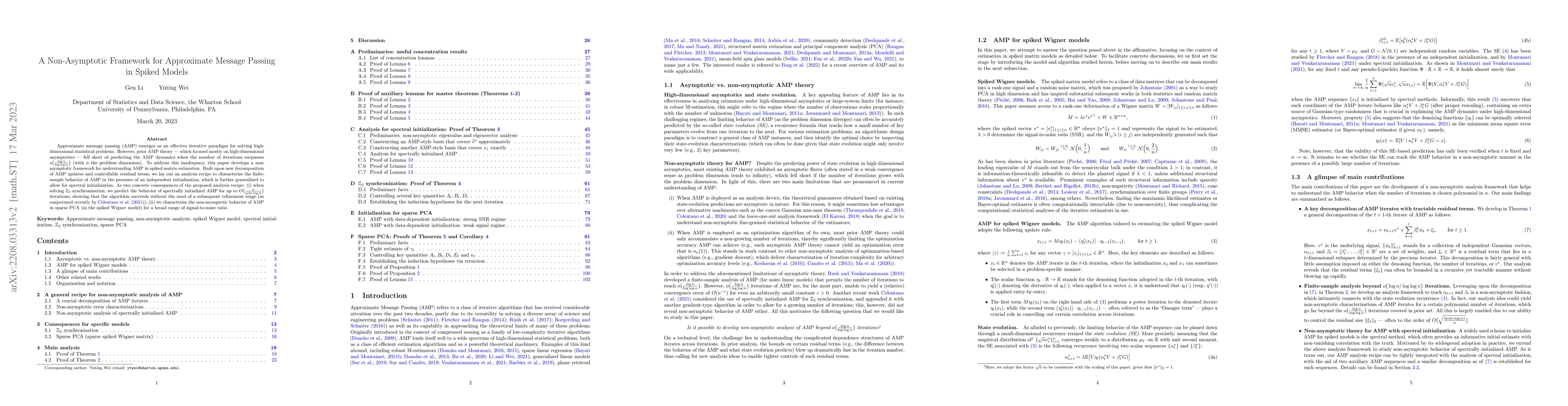 Thumbnail for A Non-Asymptotic Framework for Approximate Message Passing in Spiked
  Models