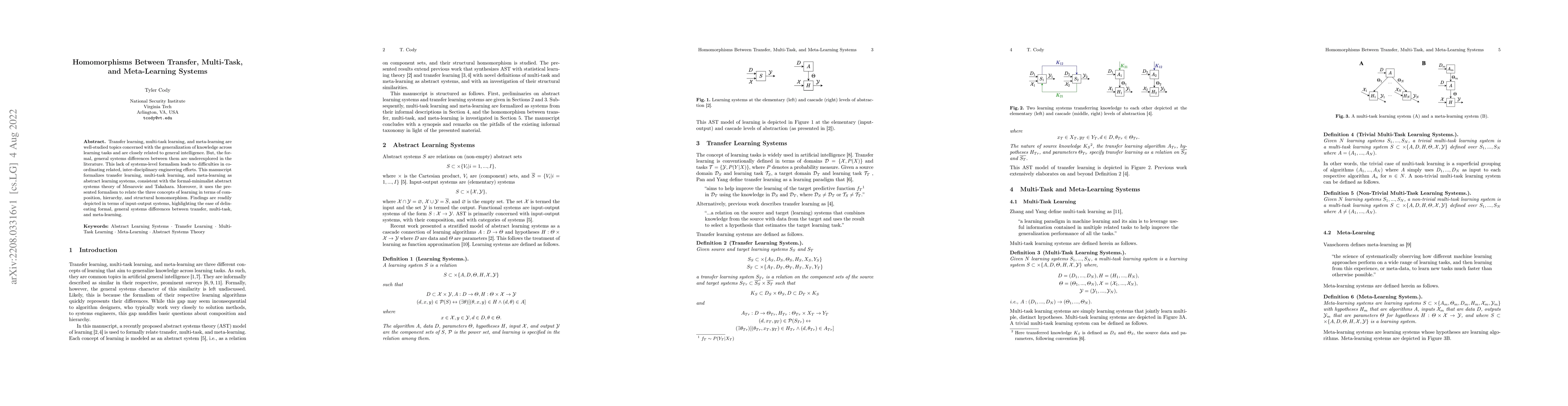 Thumbnail for Homomorphisms Between Transfer, Multi-Task, and Meta-Learning Systems