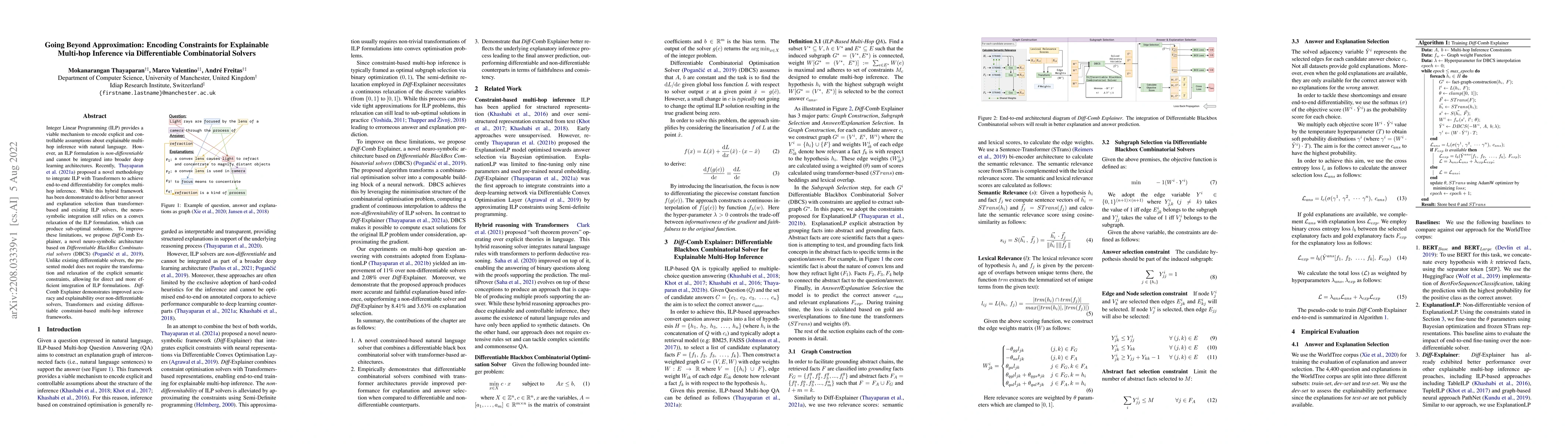 Thumbnail for Going Beyond Approximation: Encoding Constraints for Explainable
  Multi-hop Inference via Differentiable Combinatorial Solvers