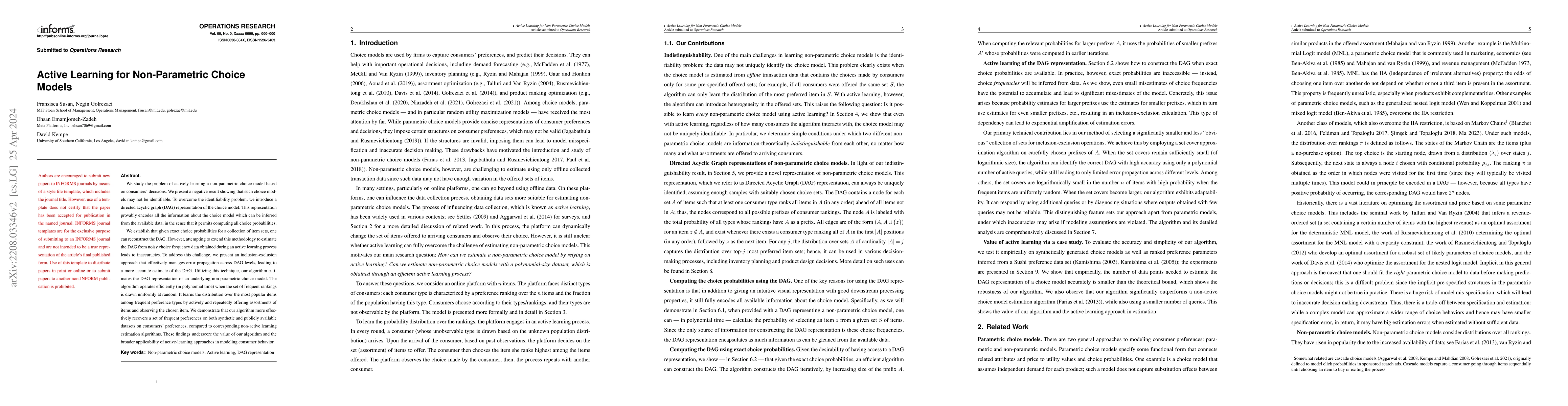 Thumbnail for Active Learning for Non-Parametric Choice Models