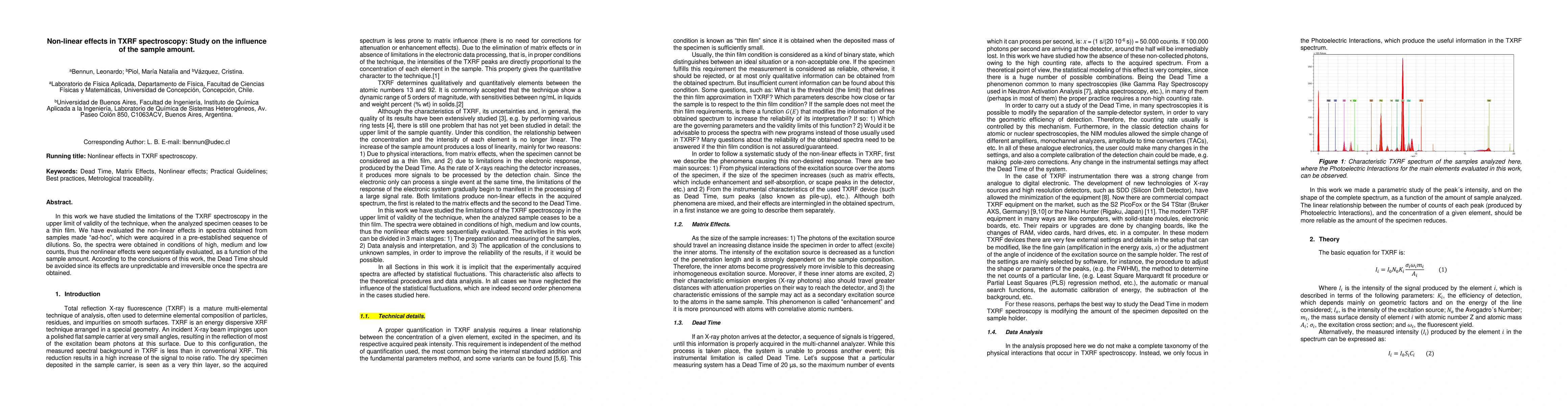 Thumbnail for Non-linear effects in TXRF spectroscopy: Study on the influence of the
  sample amount