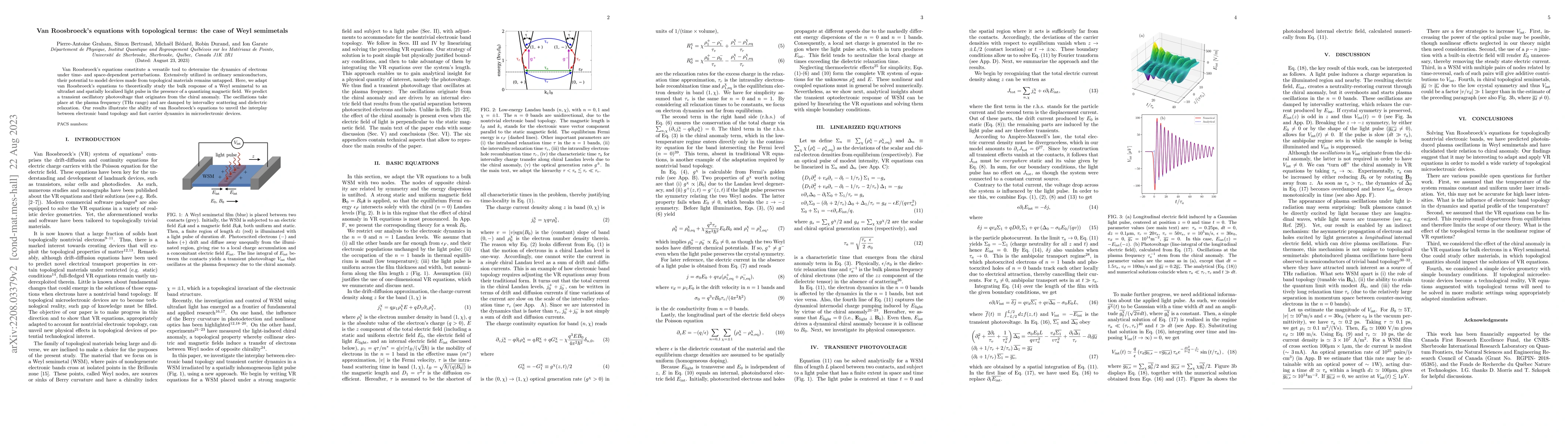 Thumbnail for Van Roosbroeck's equations with topological terms: the case of Weyl
  semimetals
