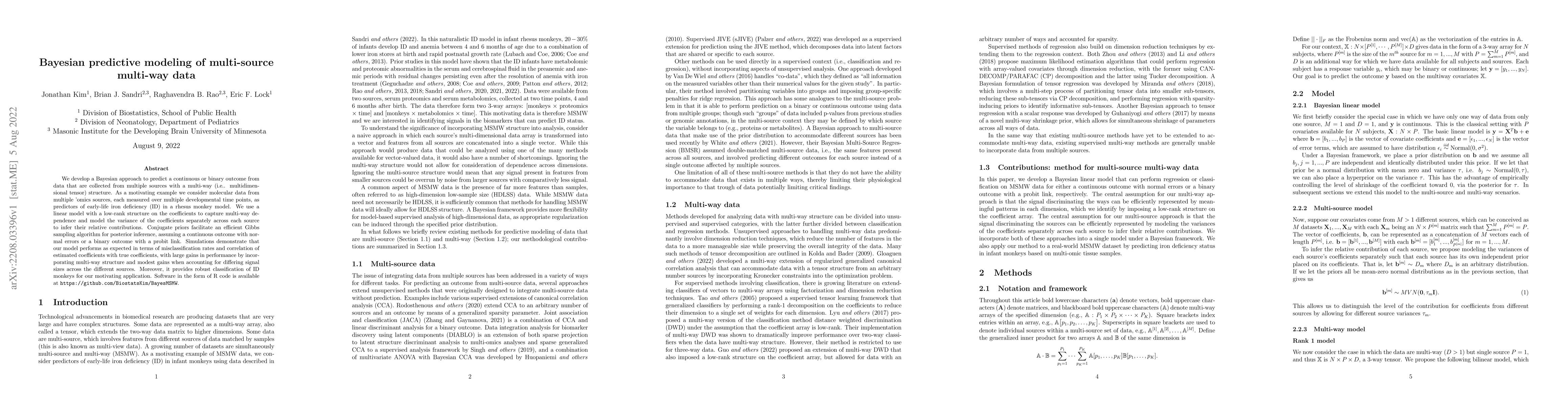 Thumbnail for Bayesian predictive modeling of multi-source multi-way data