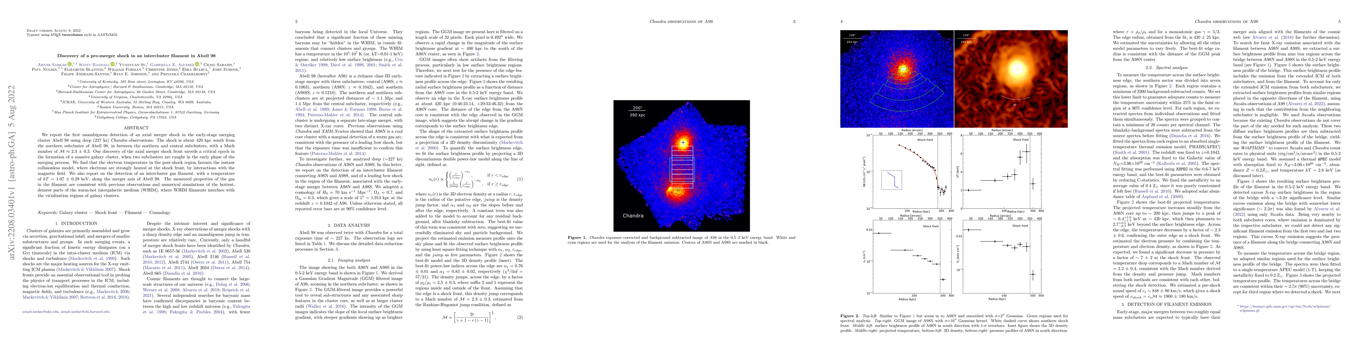 Thumbnail for Discovery of a pre-merger shock in an intercluster filament in Abell 98