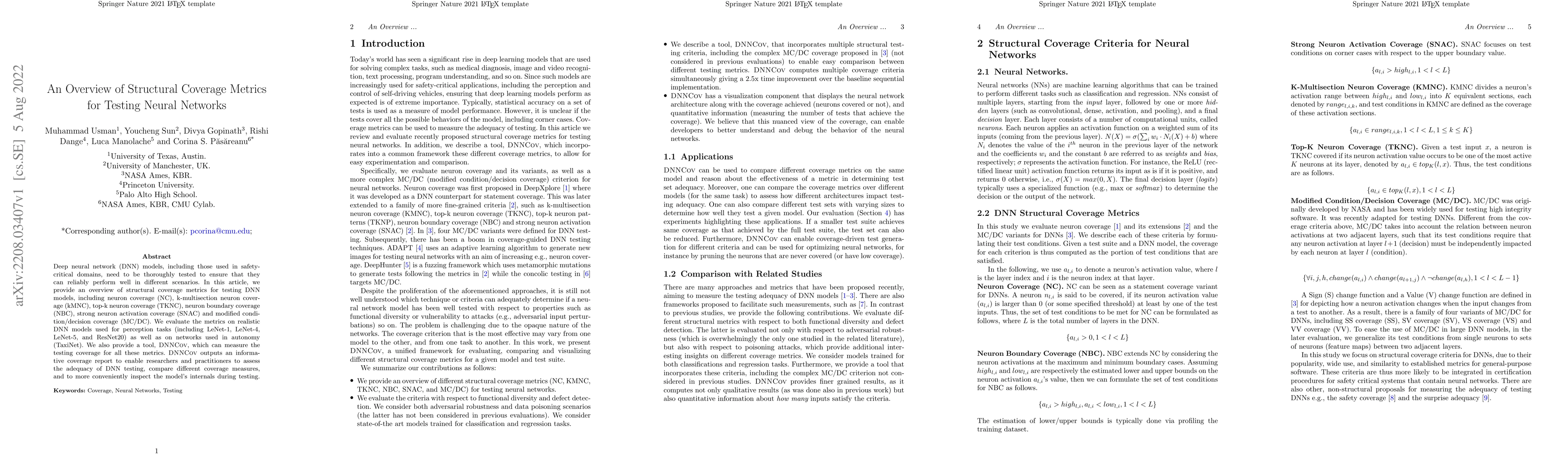Thumbnail for An Overview of Structural Coverage Metrics for Testing Neural Networks