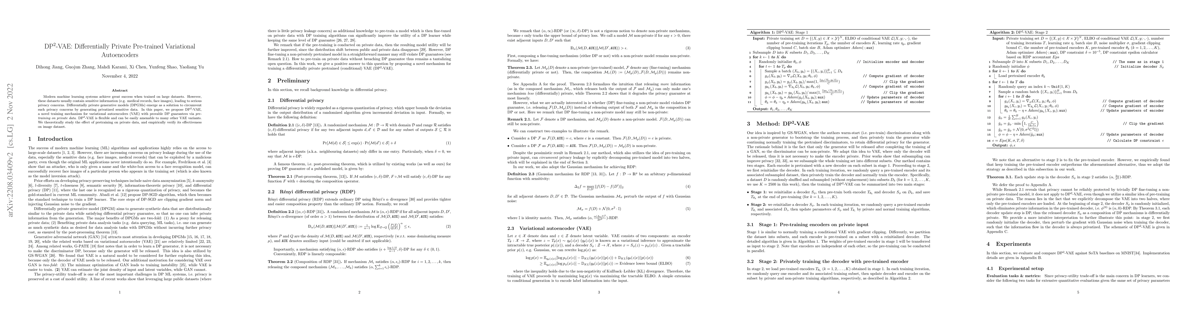 Thumbnail for DP$^2$-VAE: Differentially Private Pre-trained Variational Autoencoders