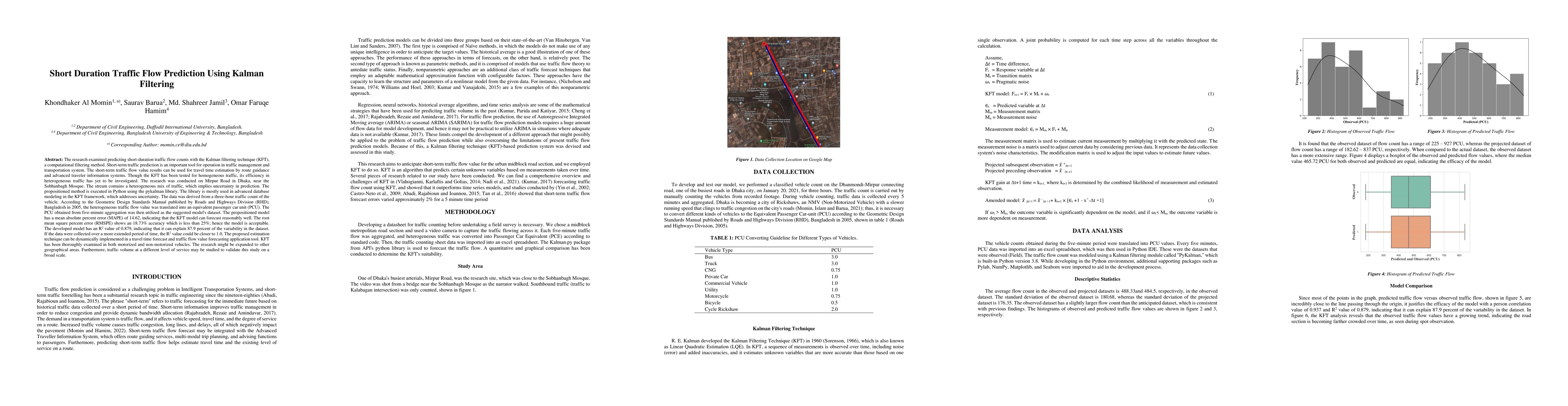 Thumbnail for Short Duration Traffic Flow Prediction Using Kalman Filtering