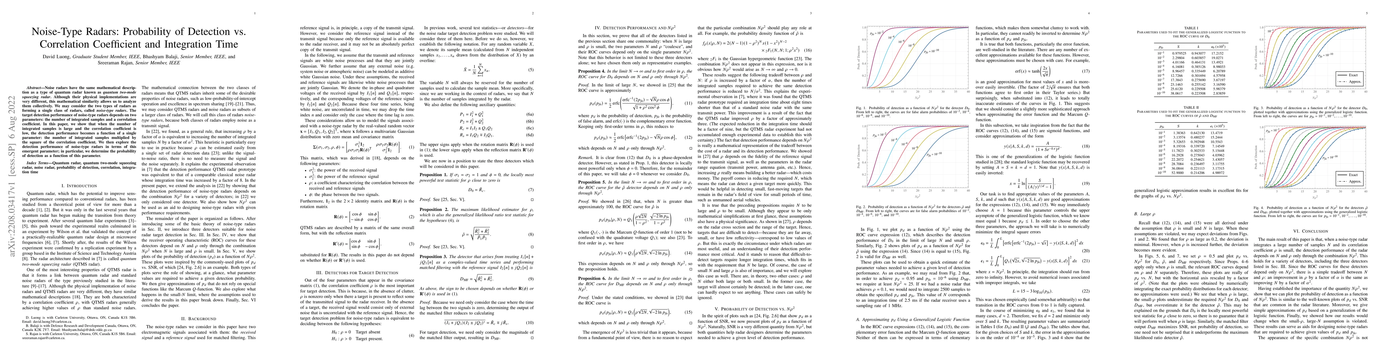 Thumbnail for Noise-Type Radars: Probability of Detection vs. Correlation Coefficient
  and Integration Time
