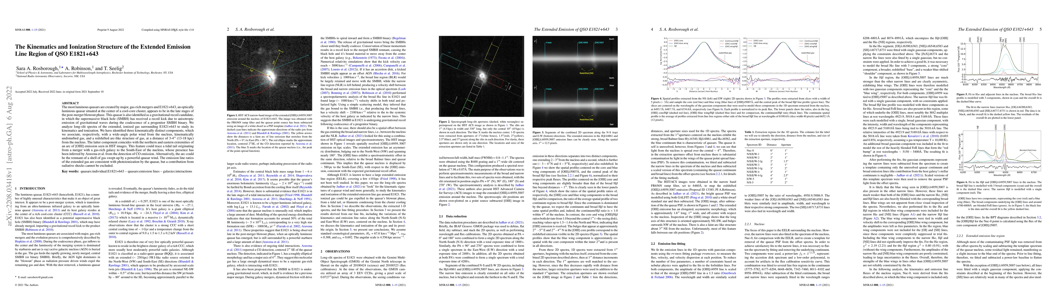 Thumbnail for The Kinematics and Ionization Structure of the Extended Emission Line
  Region of QSO E1821+643