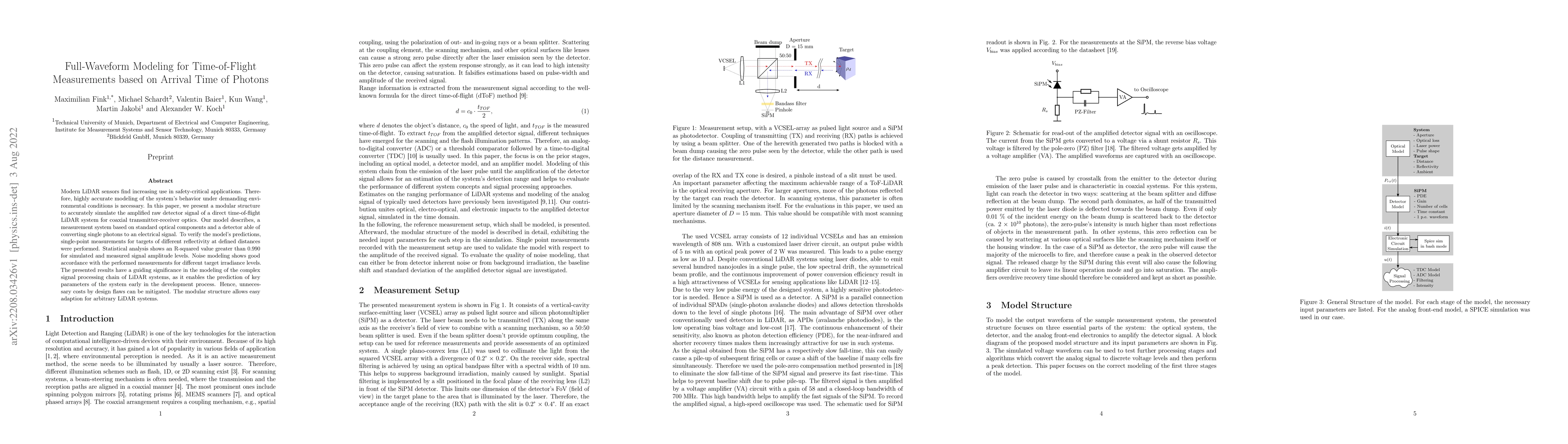 Thumbnail for Full-Waveform Modeling for Time-of-Flight Measurements based on Arrival
  Time of Photons