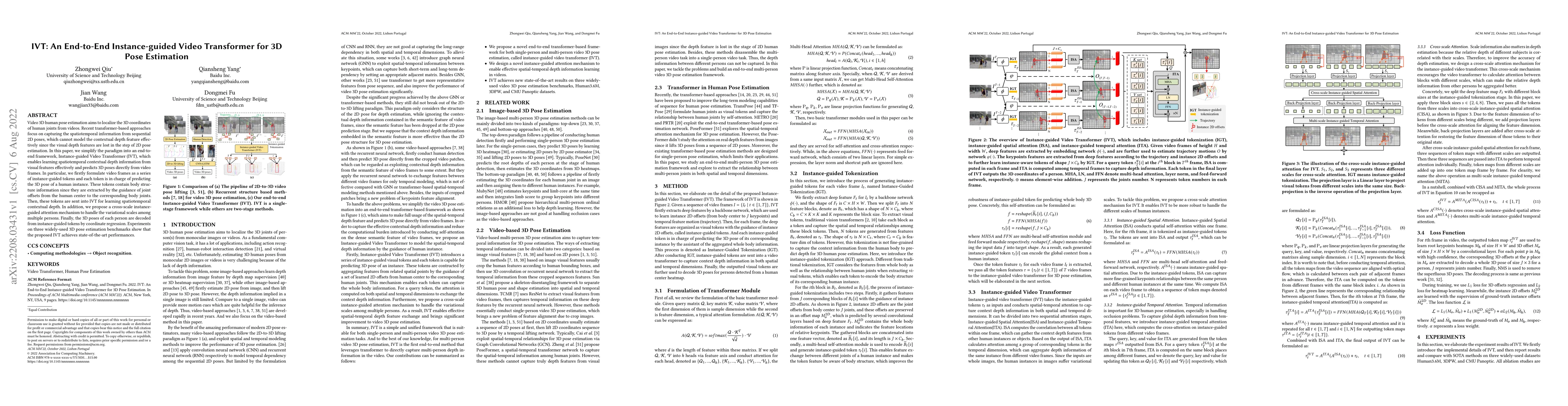 Thumbnail for IVT: An End-to-End Instance-guided Video Transformer for 3D Pose
  Estimation