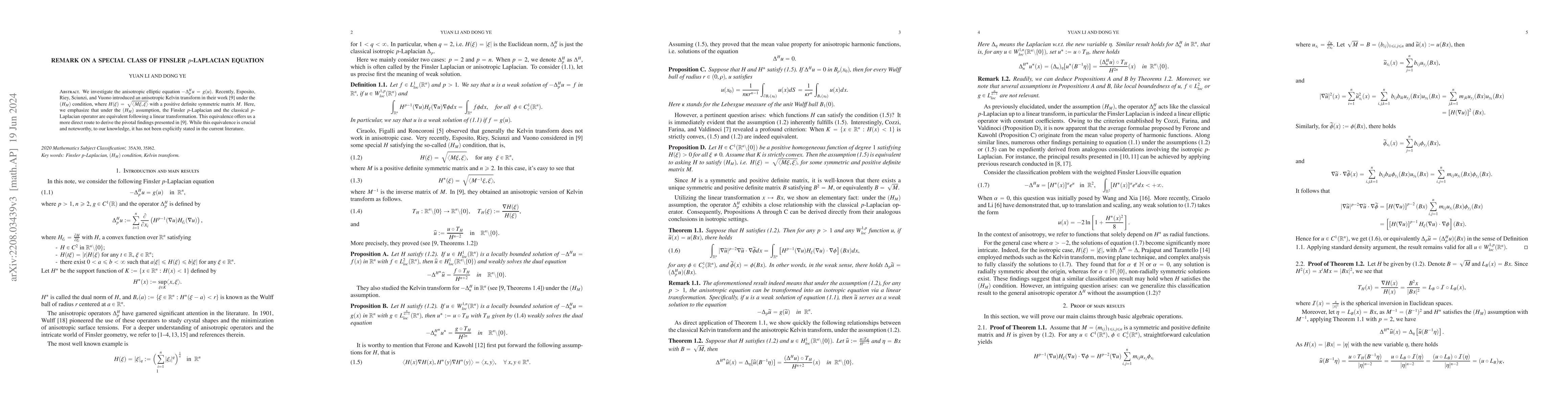 Thumbnail for Remark on a special class of Finsler $p$-Laplacian equation