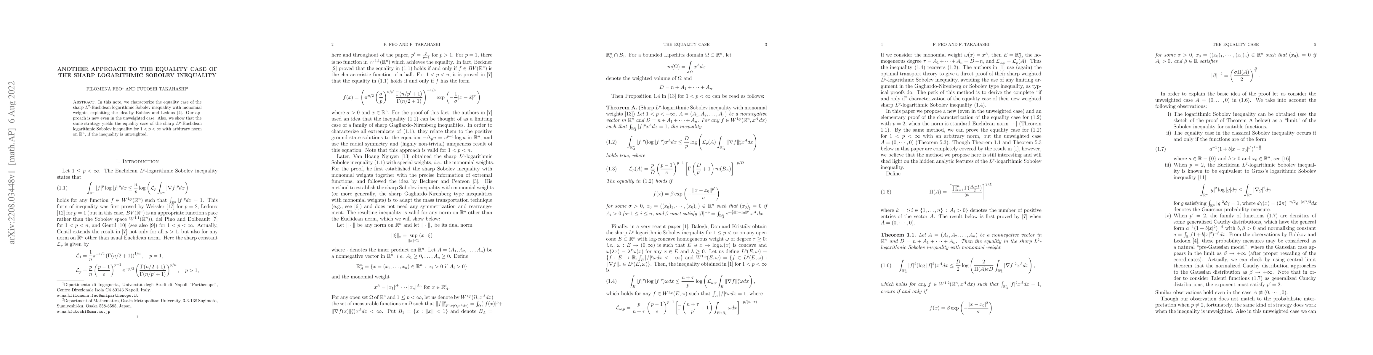 Thumbnail for Another approach to the equality case of the sharp logarithmic Sobolev
  inequality