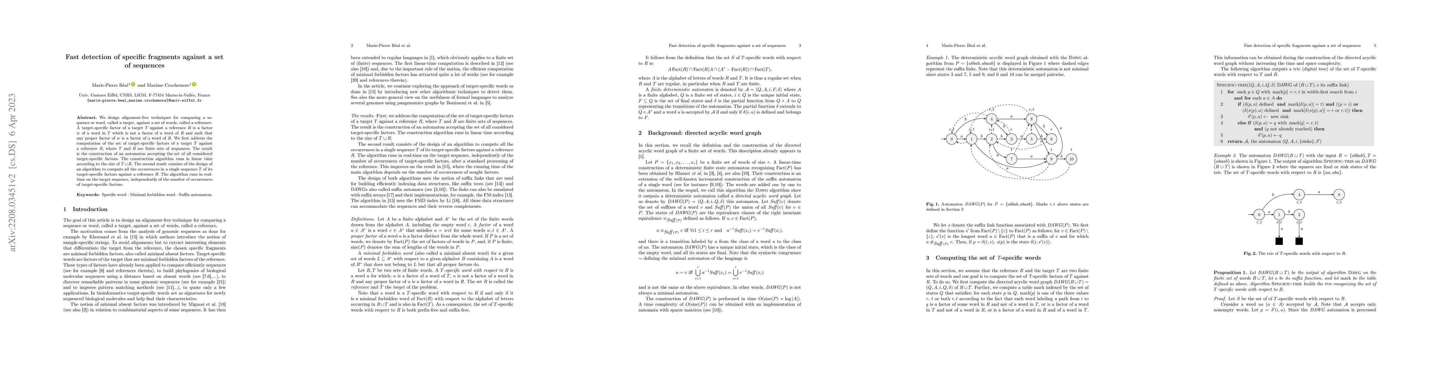 Thumbnail for Fast detection of specific fragments against a set of sequences