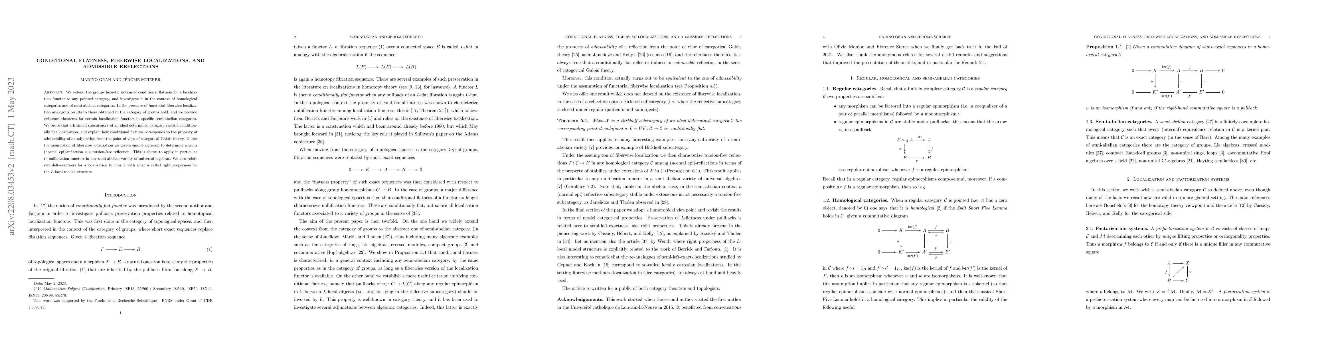 Thumbnail for Conditional flatness, fiberwise localizations, and admissible
  reflections