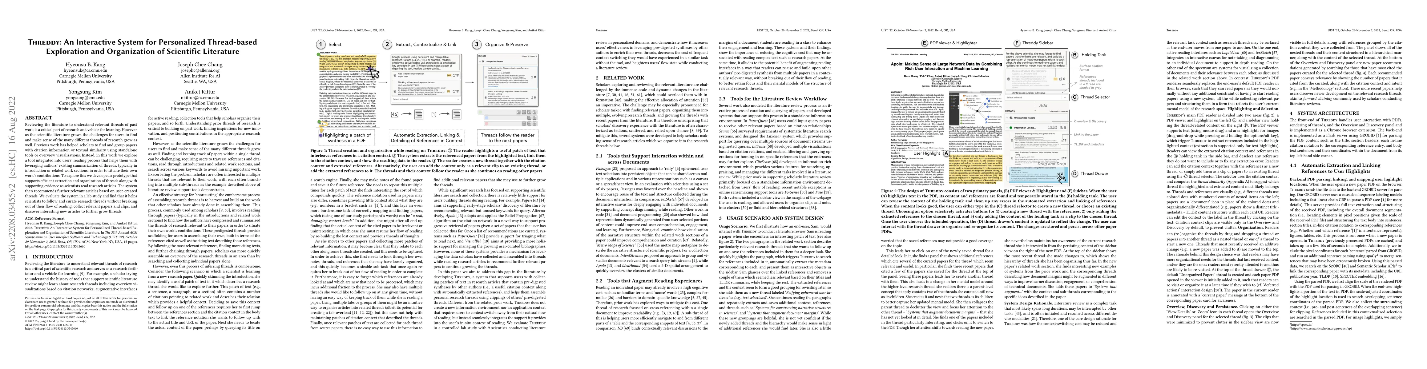 Thumbnail for Threddy: An Interactive System for Personalized Thread-based Exploration
  and Organization of Scientific Literature